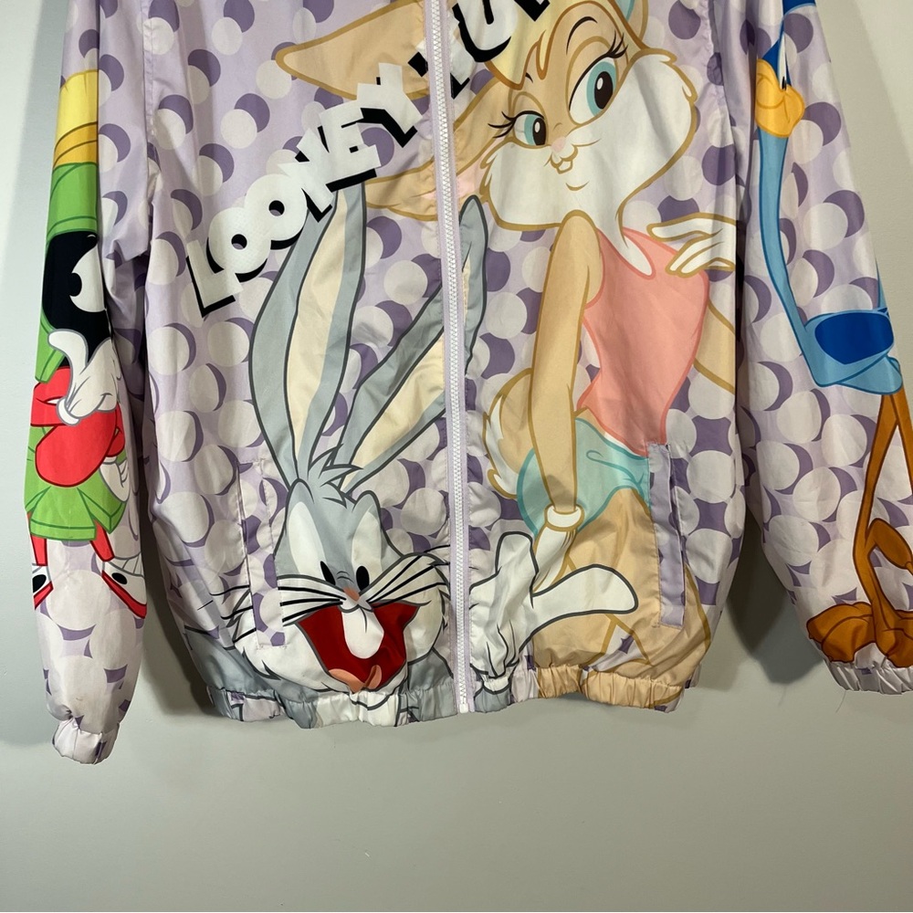 Members Only x Looney Tunes Graphic Color Block Hooded Windbreaker Jacket Large - Picture 3 of 12